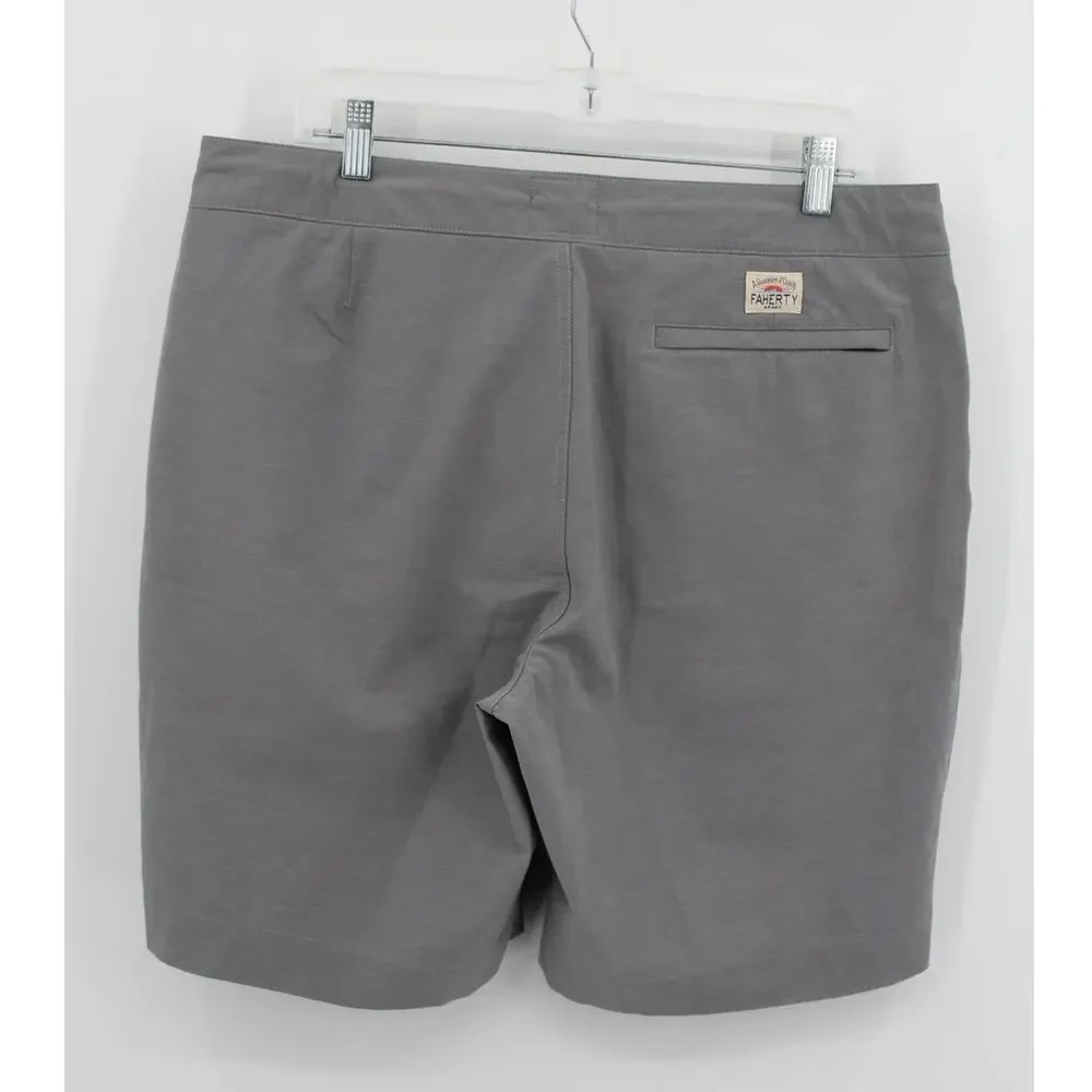 Faherty All Day Shorts Mens 35 Gray Flat Front Stretch Performance 9